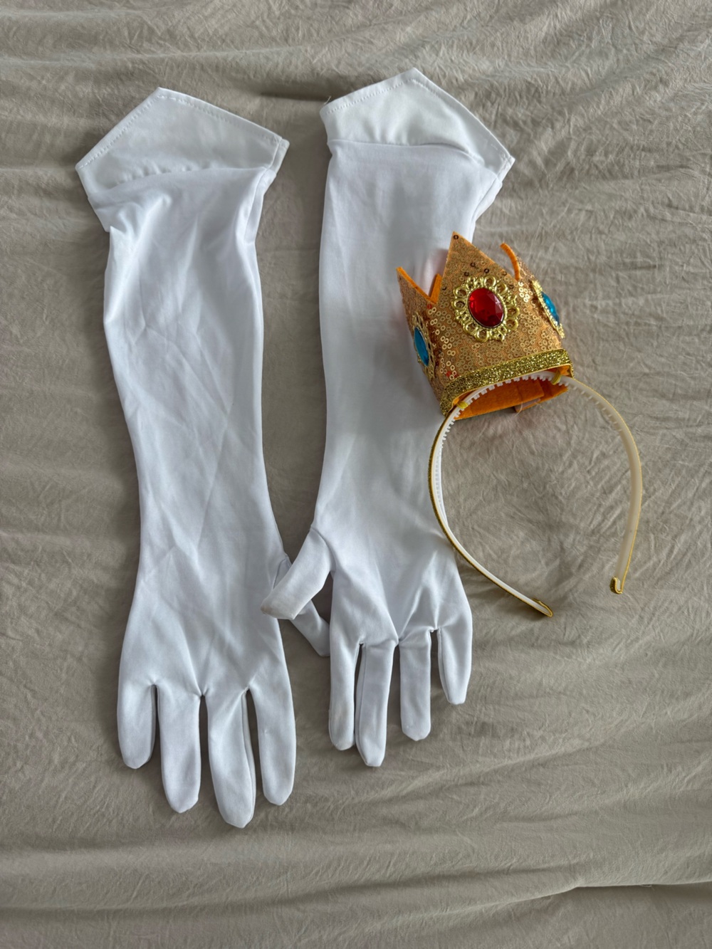 Princess Peach Crown Headband and Full Length Arm Gloves